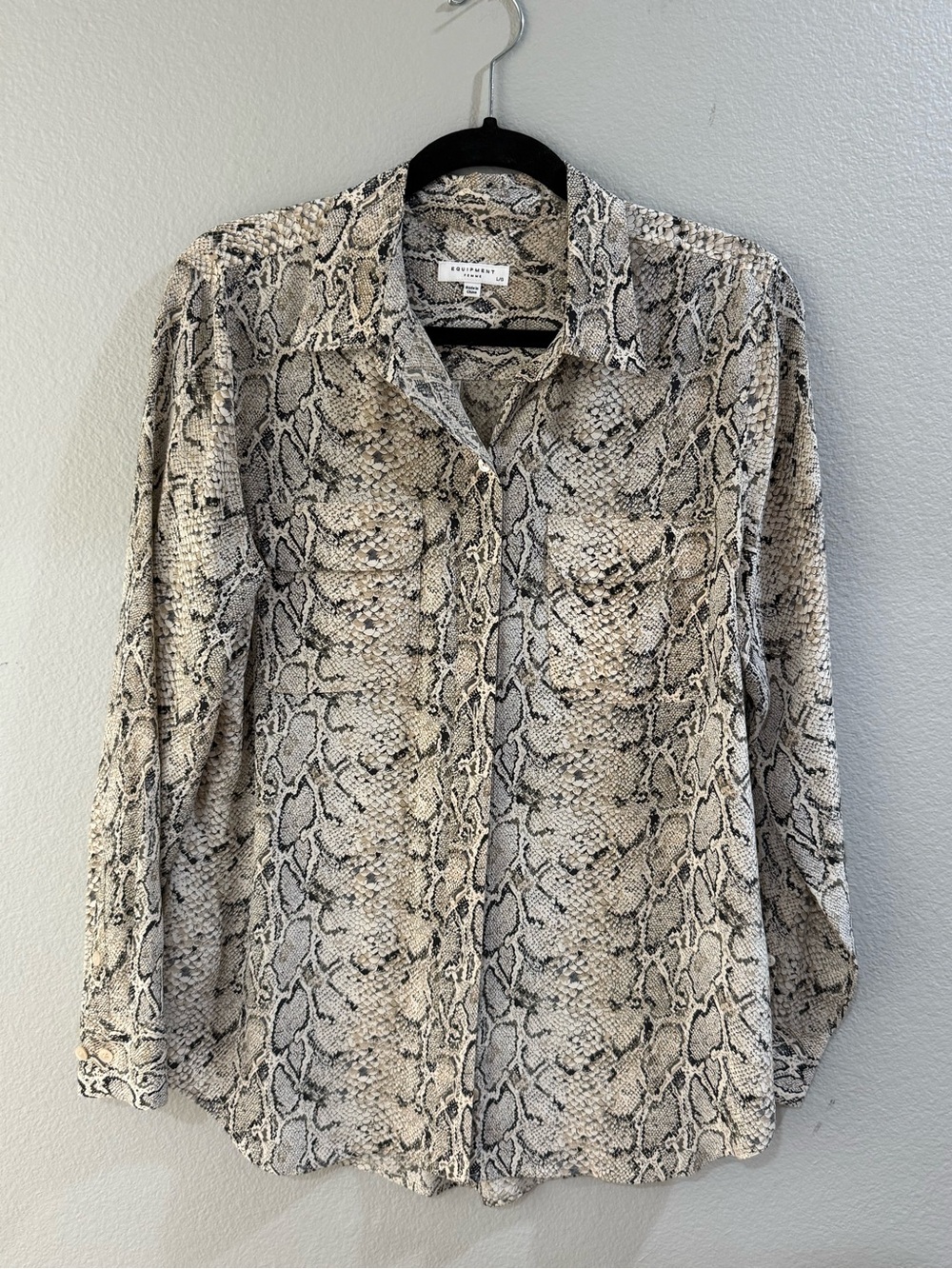 Equipment Neutral Snakeskin-Print Button Down Shirt